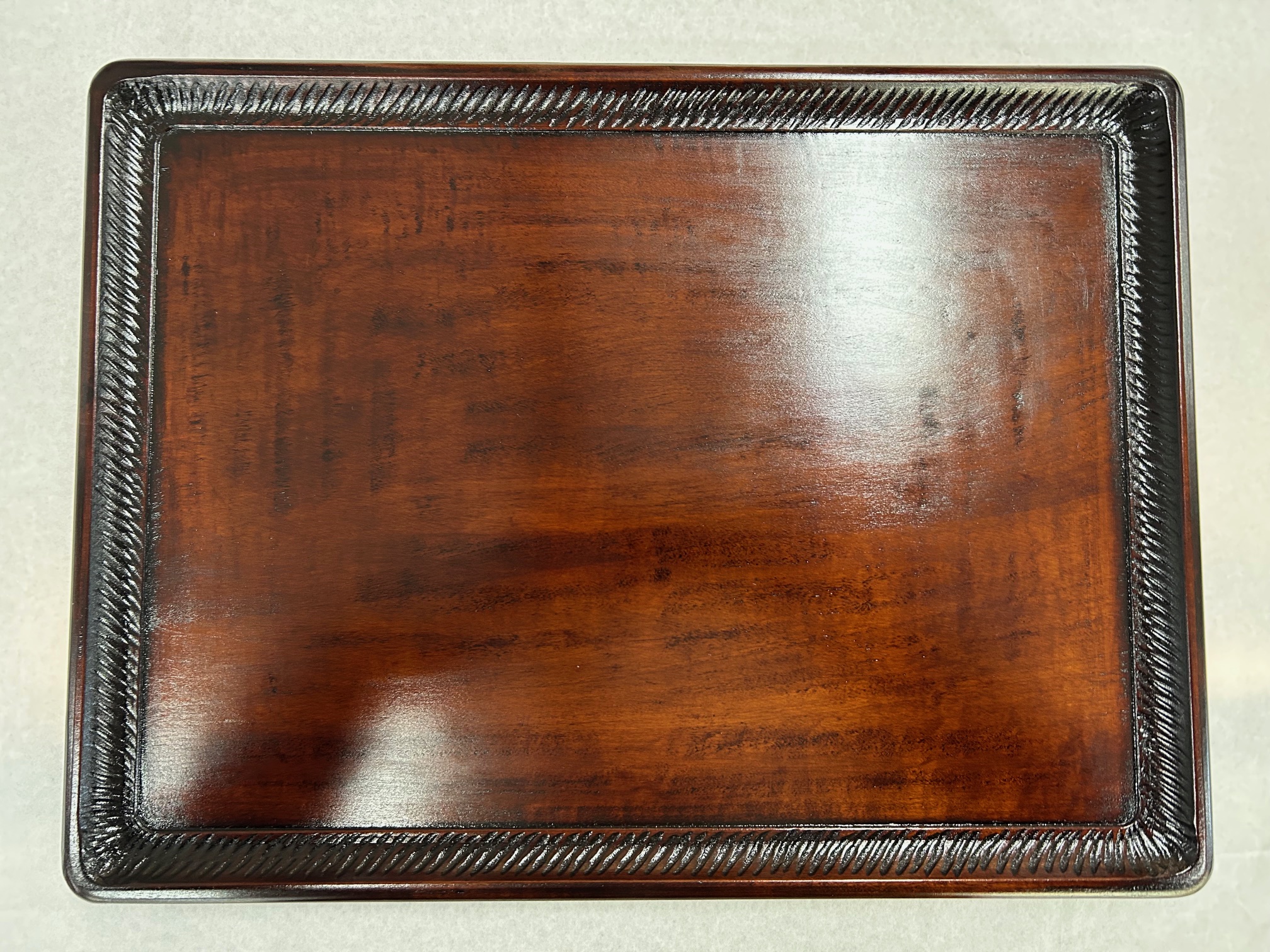 木製栃長角盆ｽﾘ長手盆420x315x20