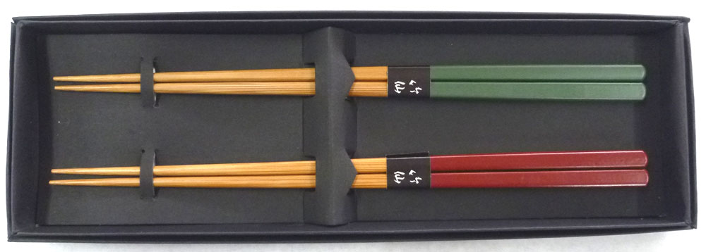 竹製細角ペア夫婦箸(6φx225mm)