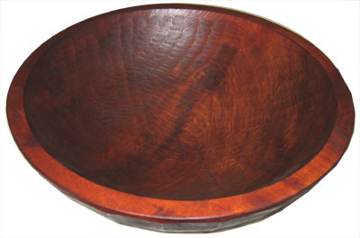 木製栃手彫木鉢ｽﾘ漆塗尺７*5.1寸