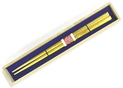 木製本金箔貼箸225mm 桐箱入